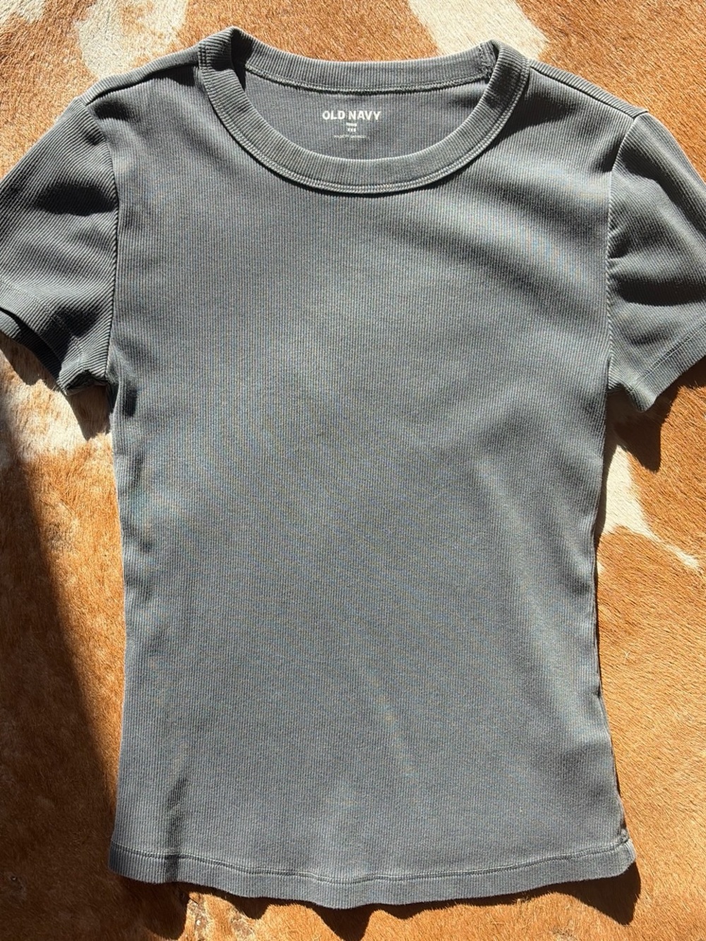 Old Navy Short Sleeve Ribbed Tee - Distressed Gray